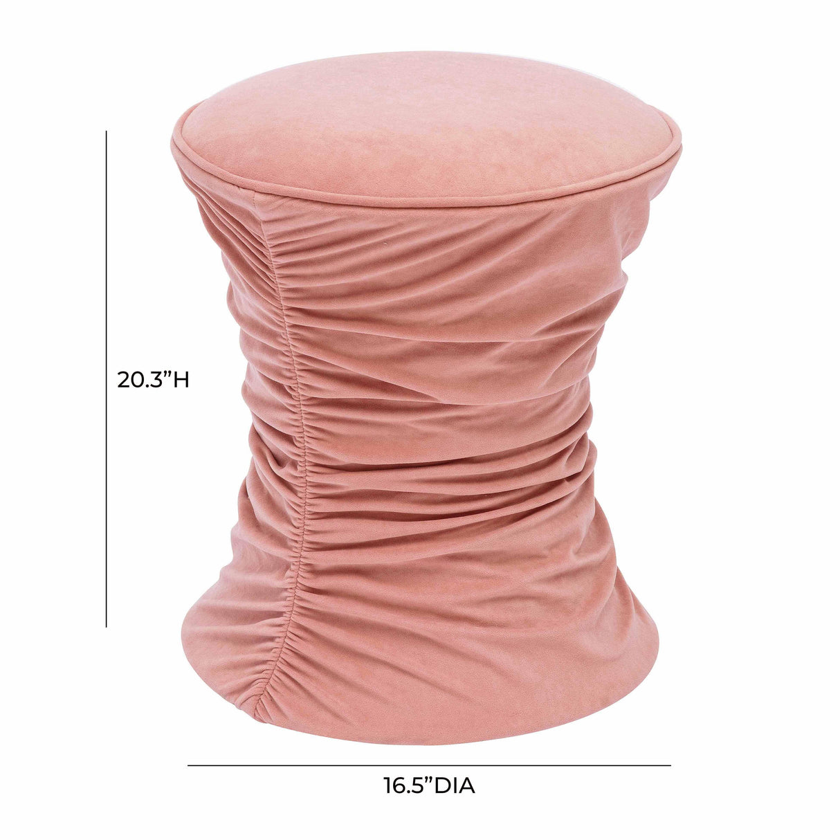 TOV Bounce Rose Pink Ruched Velvet Adjustable Ottoman