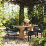 TOV Annika Black Textured Outdoor Dining Arm Chair