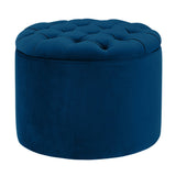 TOV Queen Navy Velvet Storage Ottoman