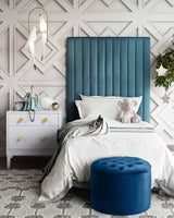 TOV Queen Navy Velvet Storage Ottoman