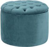 TOV Queen Sea Blue Velvet Storage Ottoman