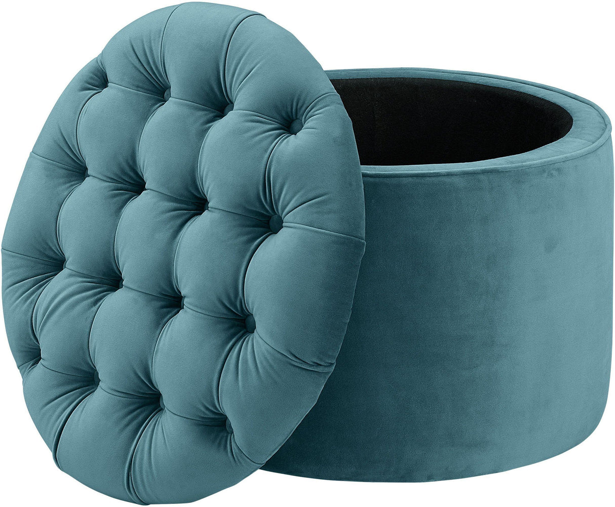 TOV Queen Sea Blue Velvet Storage Ottoman