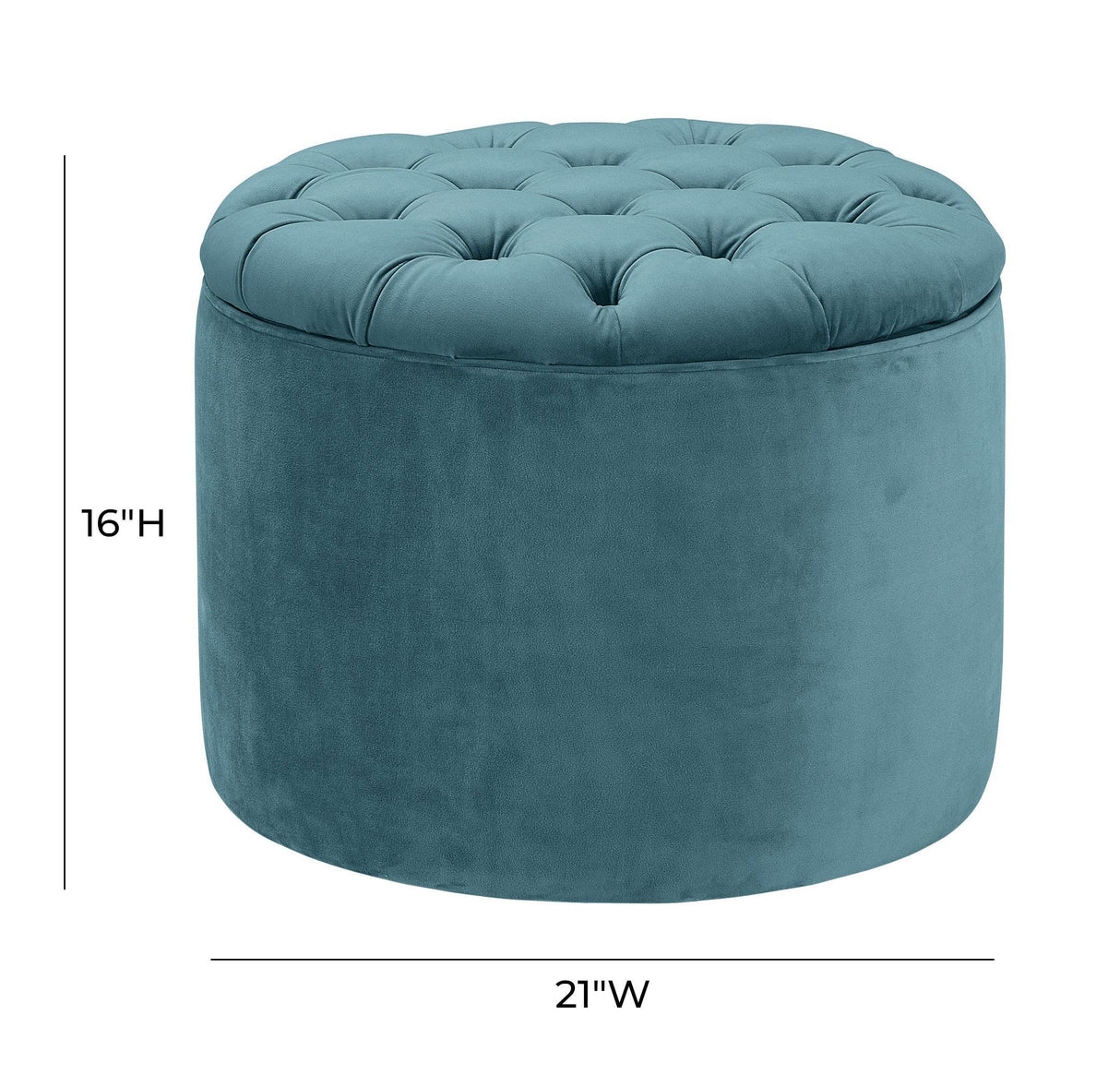 TOV Queen Sea Blue Velvet Storage Ottoman