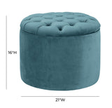 TOV Queen Sea Blue Velvet Storage Ottoman
