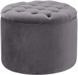 TOV Queen Grey Velvet Storage Ottoman