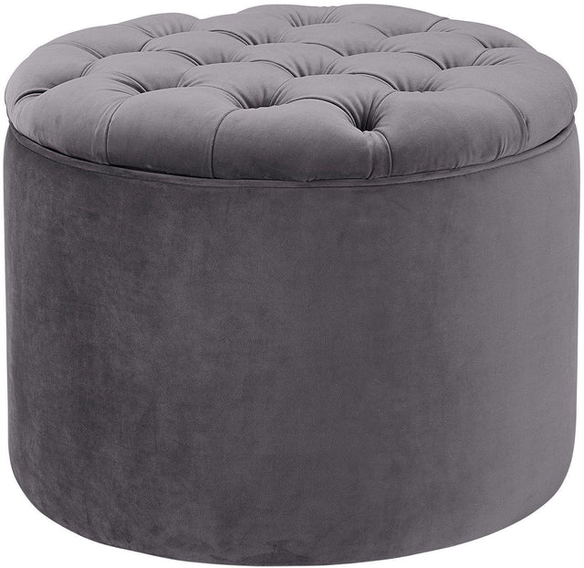TOV Queen Grey Velvet Storage Ottoman