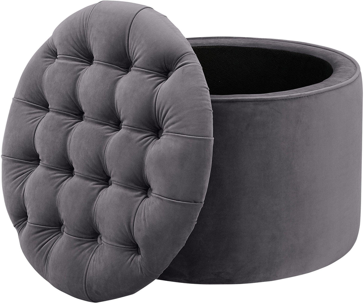TOV Queen Grey Velvet Storage Ottoman