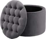 TOV Queen Grey Velvet Storage Ottoman