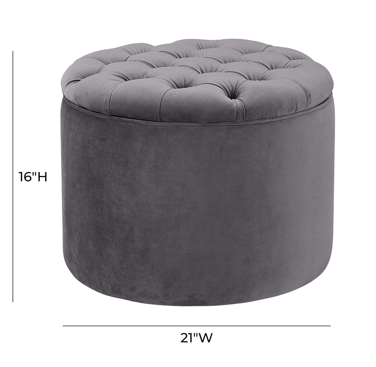 TOV Queen Grey Velvet Storage Ottoman