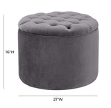 TOV Queen Grey Velvet Storage Ottoman