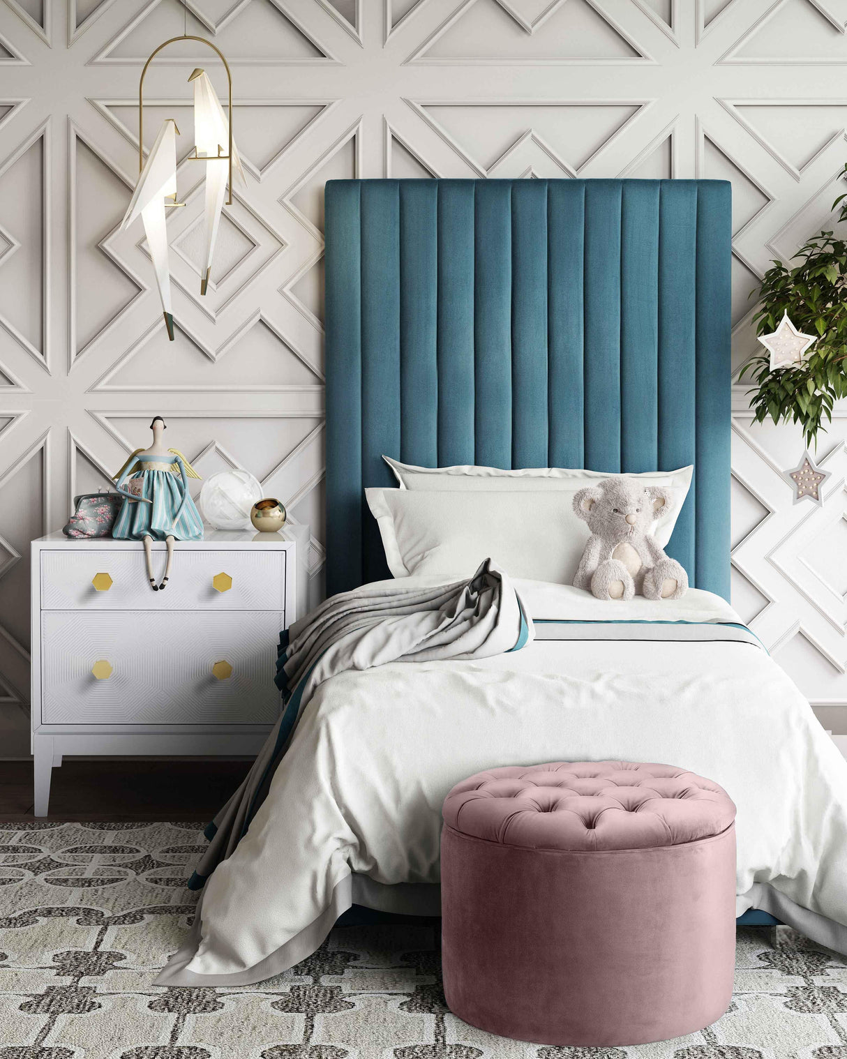 TOV Queen Mauve Velvet Storage Ottoman