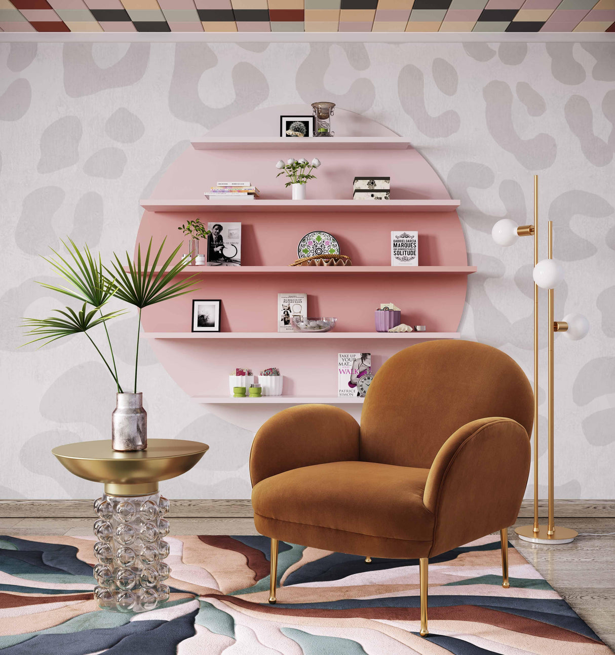 TOV Bubble Glass/Brass Side Table