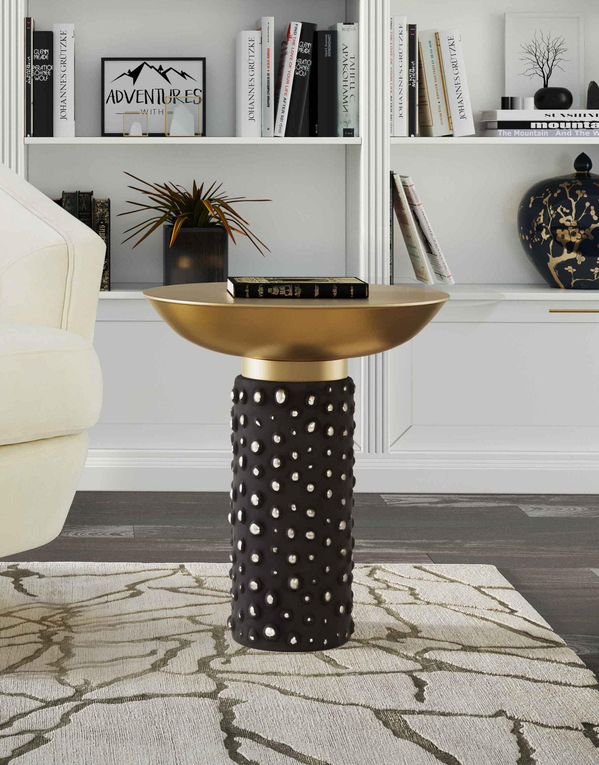 TOV Blaze Glass/Brass Side Table
