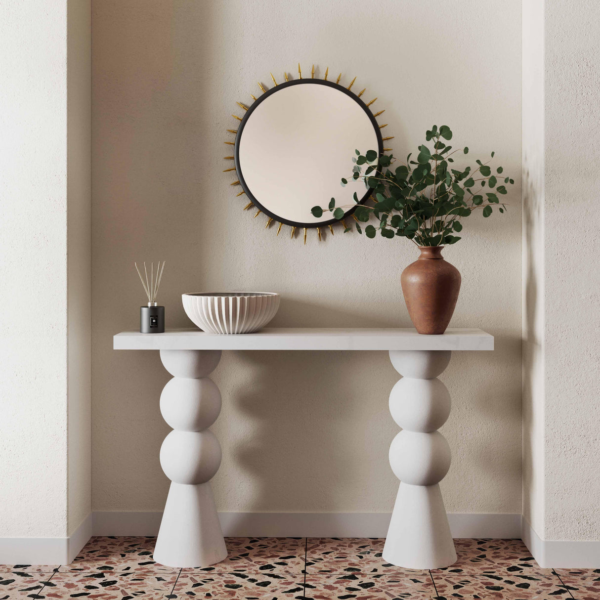 TOV Lupita White Console Table