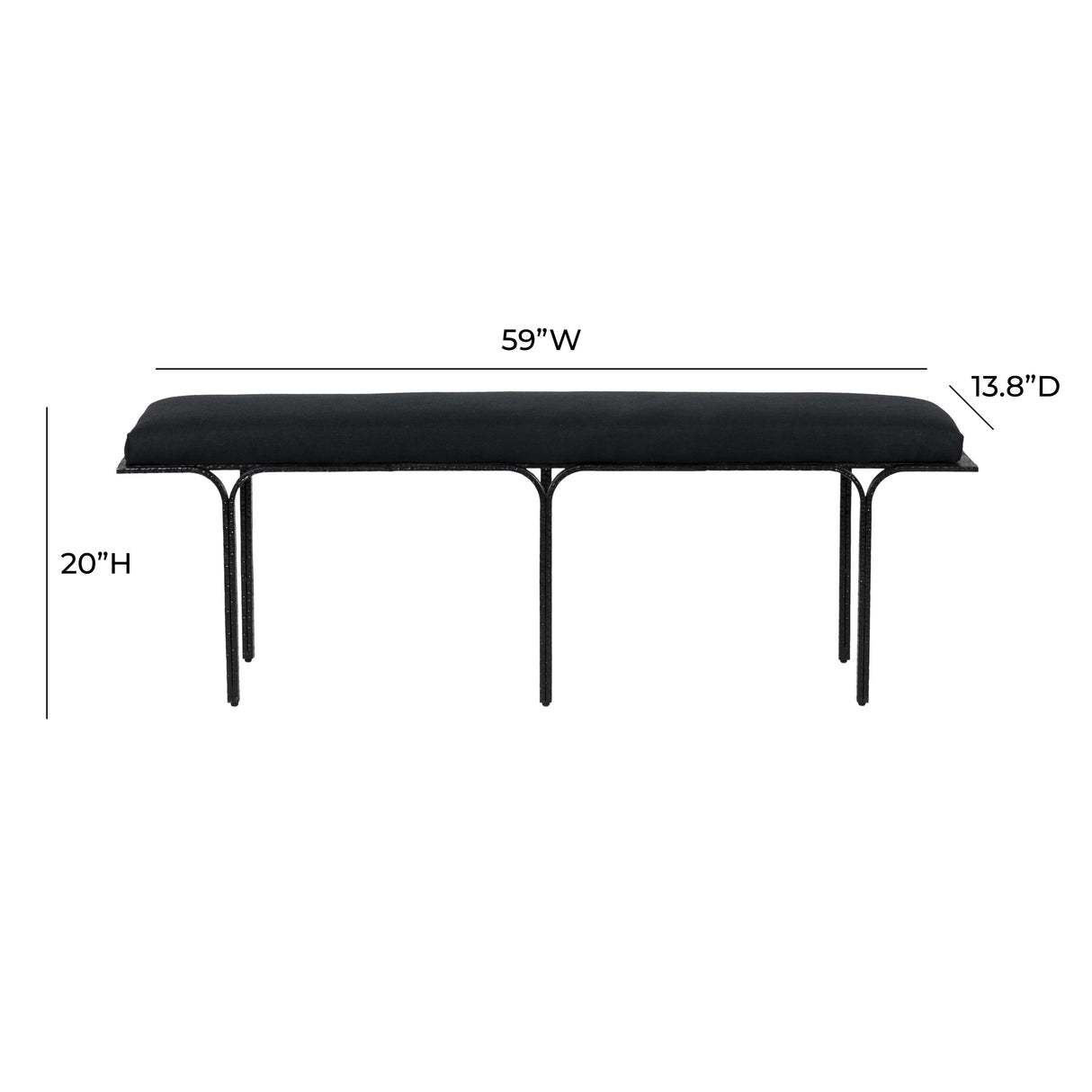 TOV Bryn Black Linen Bench