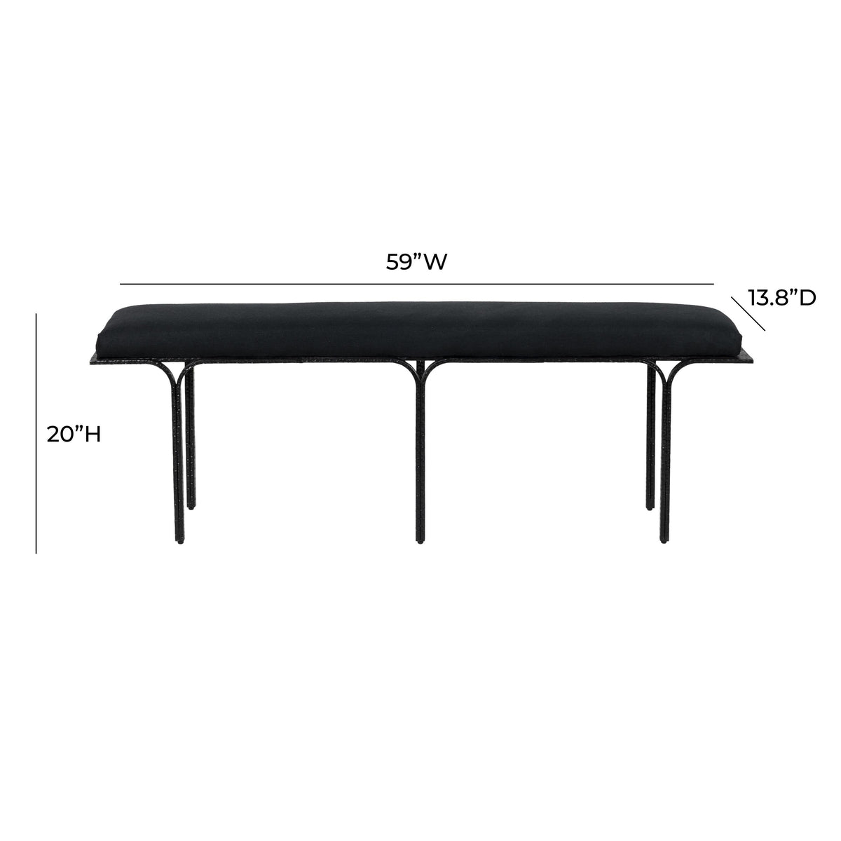 TOV Bryn Black Linen Bench