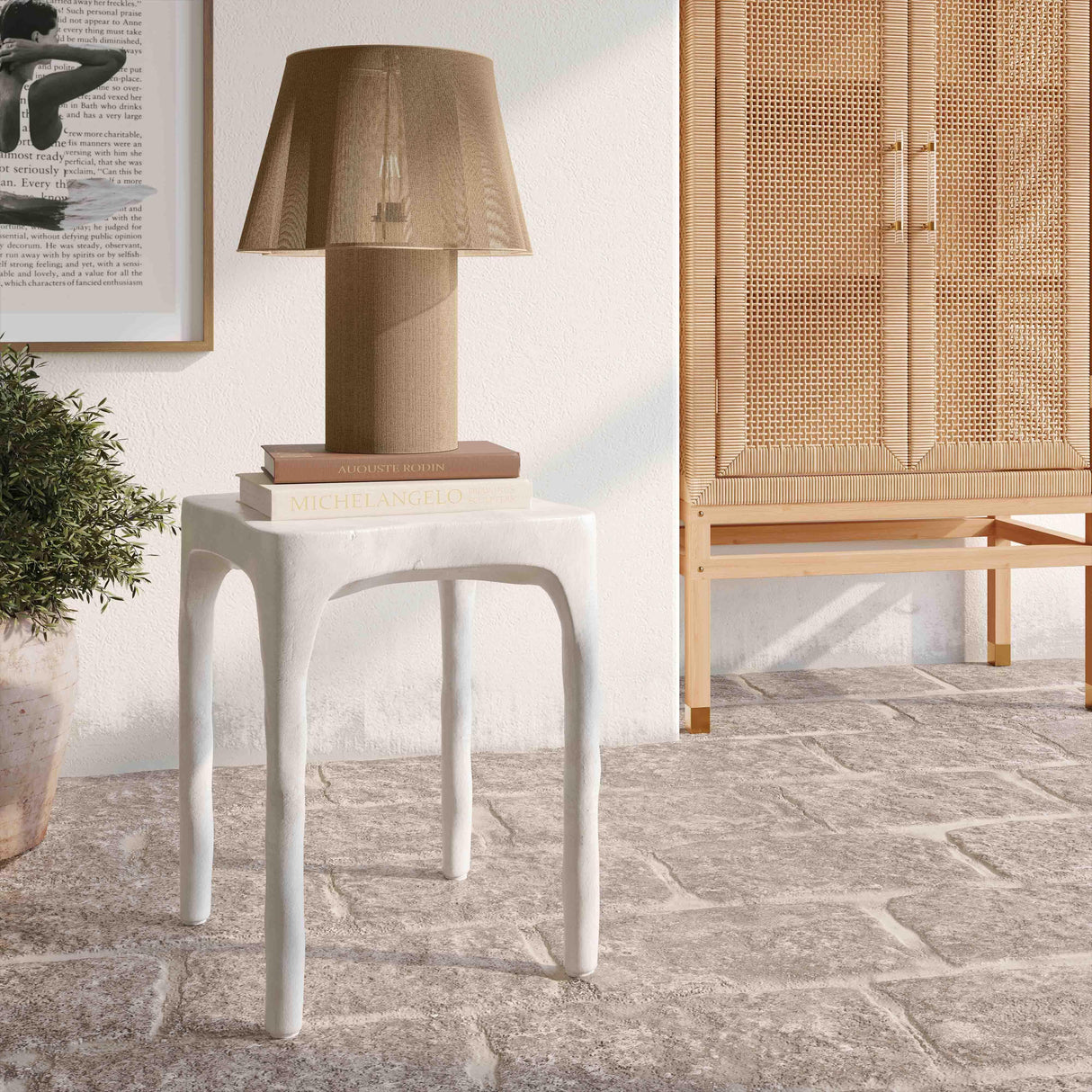 TOV Skully Cream Textured Side Table