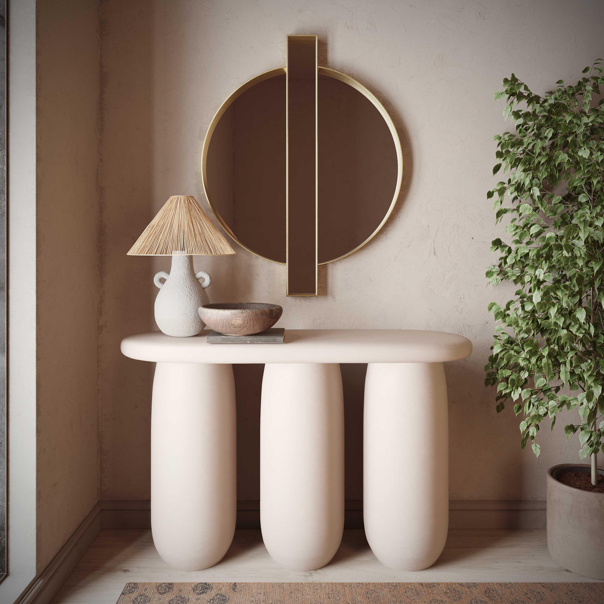 TOV Rahul Cream Console Table