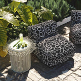 TOV Chiara Outdoor Black Accent Pouf