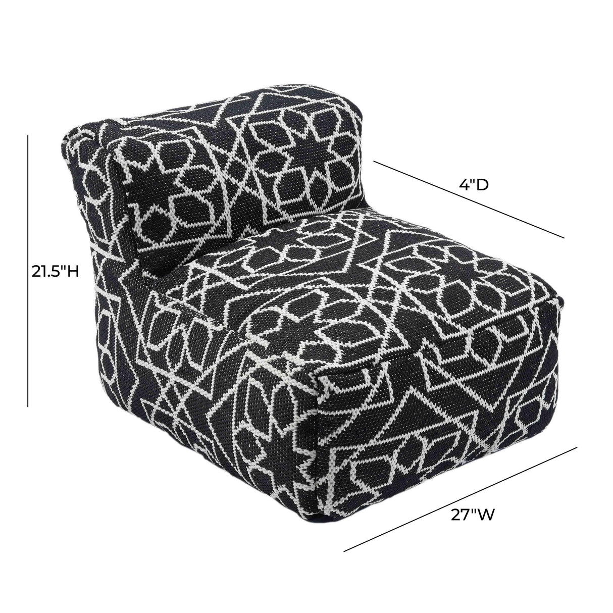 TOV Chiara Outdoor Black Accent Pouf