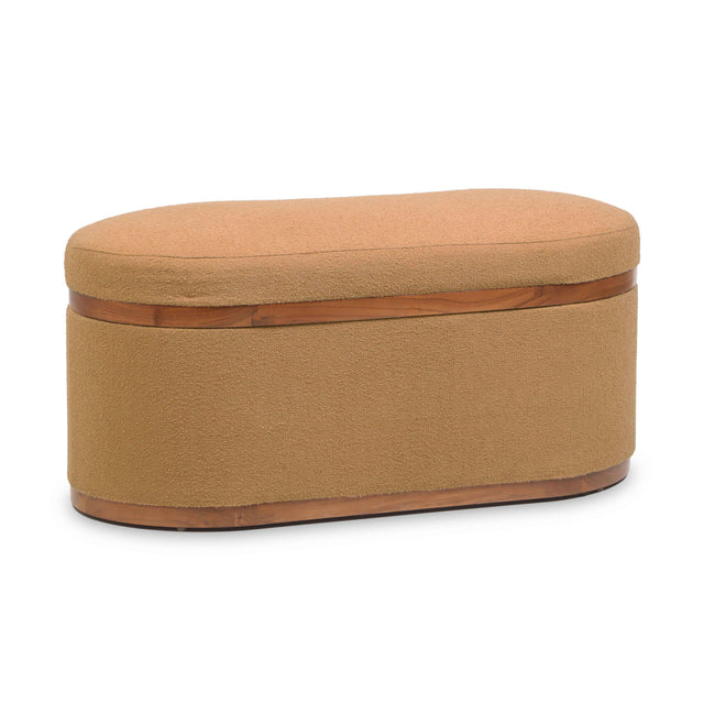 TOV Olivier Peach Boucle Oval Storage Ottoman