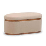 TOV Olivier Ivory Boucle Oval Storage Ottoman