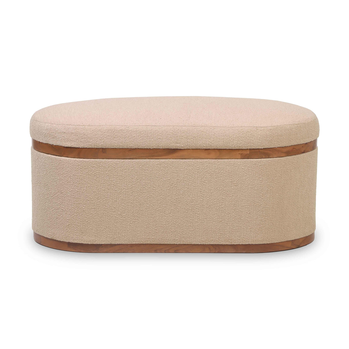 TOV Olivier Ivory Boucle Oval Storage Ottoman