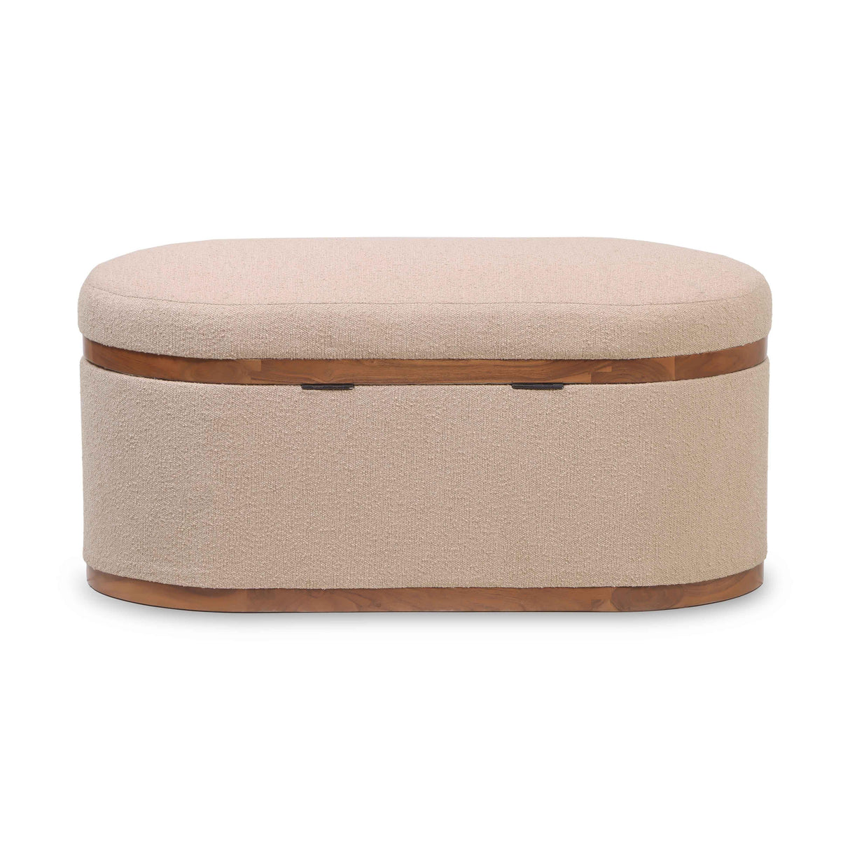 TOV Olivier Ivory Boucle Oval Storage Ottoman