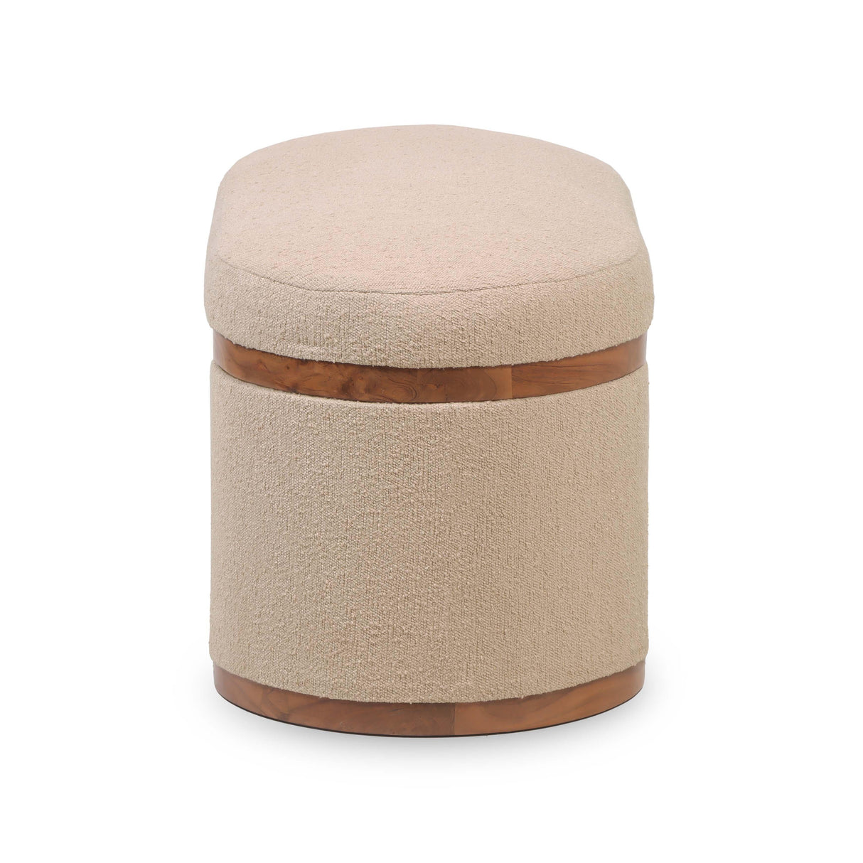 TOV Olivier Ivory Boucle Oval Storage Ottoman
