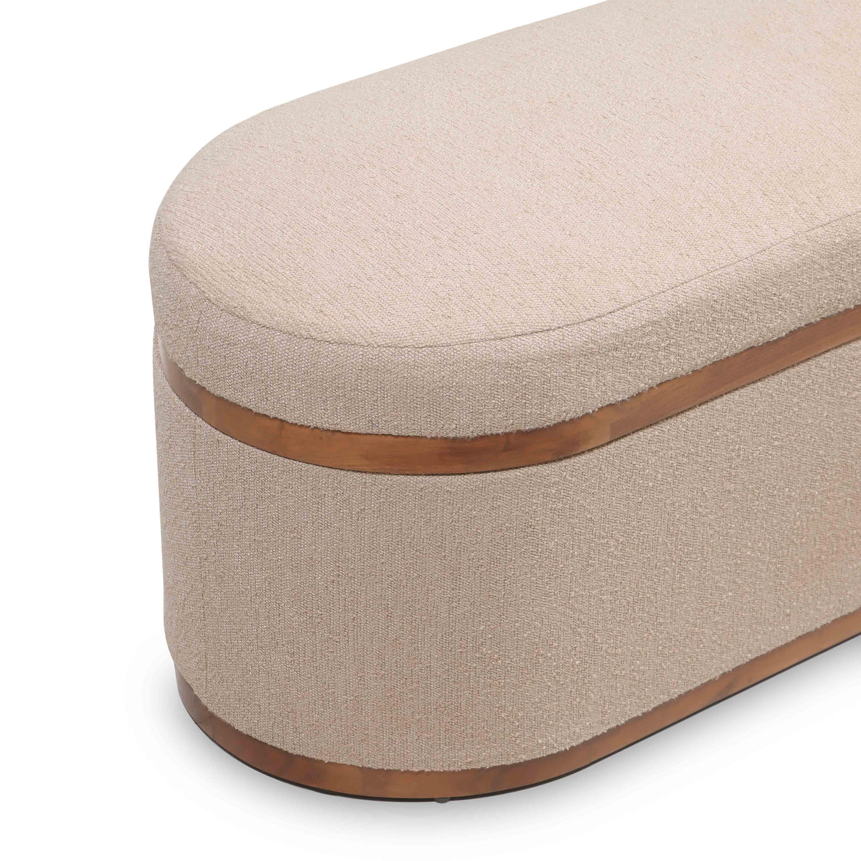 TOV Olivier Ivory Boucle Oval Storage Ottoman