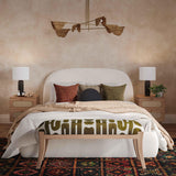 TOV Arielle Olive & White Embroidered Bench