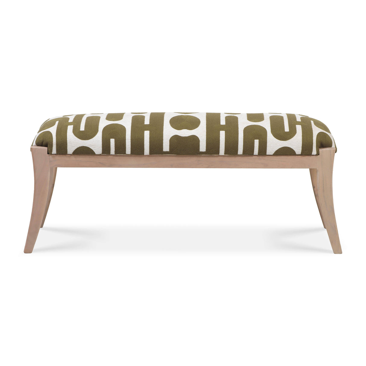 TOV Arielle Olive & White Embroidered Bench