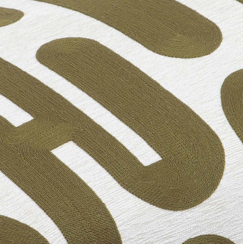 TOV Arielle Olive & White Embroidered Bench