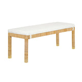 TOV Amara Natural Woven Rattan Performance Fabric Bench
