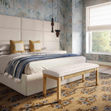 TOV Amara Natural Woven Rattan Performance Fabric Bench