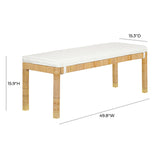 TOV Amara Natural Woven Rattan Performance Fabric Bench