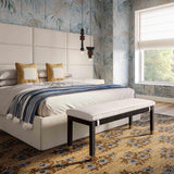 TOV Amara Charcoal Woven Rattan Performance Fabric Bench