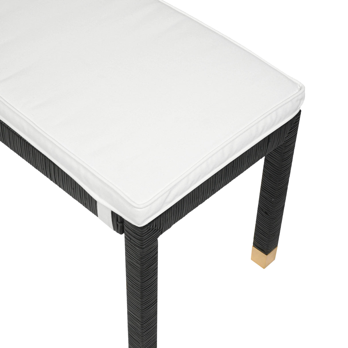 TOV Amara Charcoal Woven Rattan Performance Fabric Bench