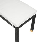 TOV Amara Charcoal Woven Rattan Performance Fabric Bench