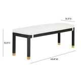 TOV Amara Charcoal Woven Rattan Performance Fabric Bench