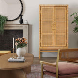 TOV Amara Natural Woven Rattan Cabinet