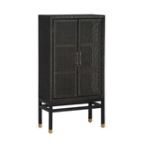 TOV Amara Charcoal Woven Rattan Cabinet