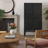 TOV Amara Charcoal Woven Rattan Cabinet