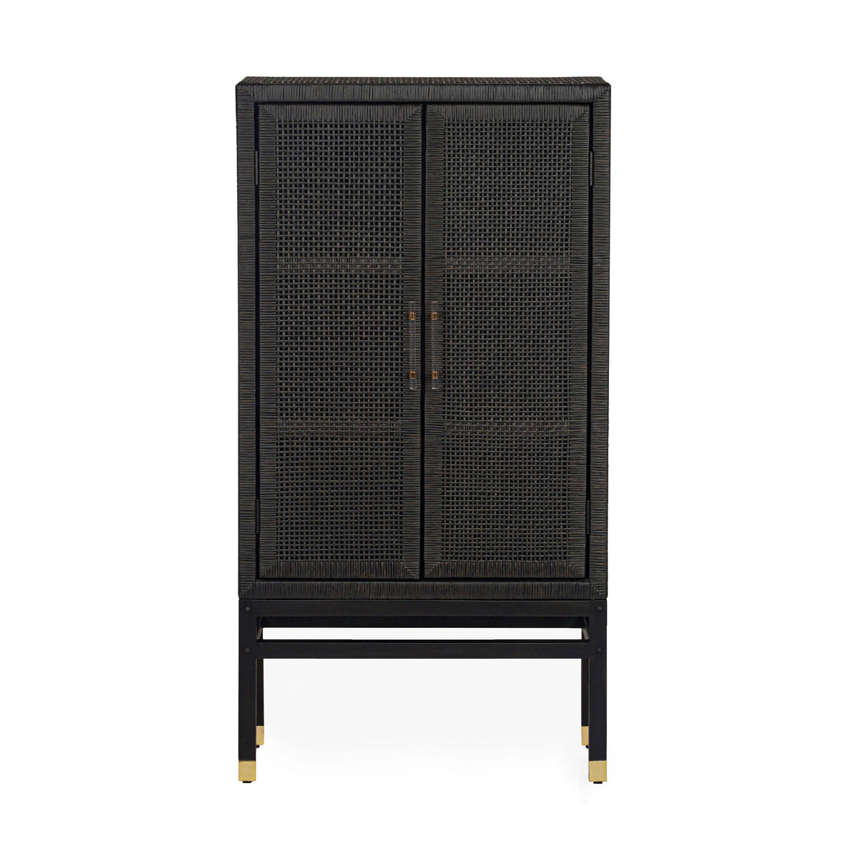 TOV Amara Charcoal Woven Rattan Cabinet