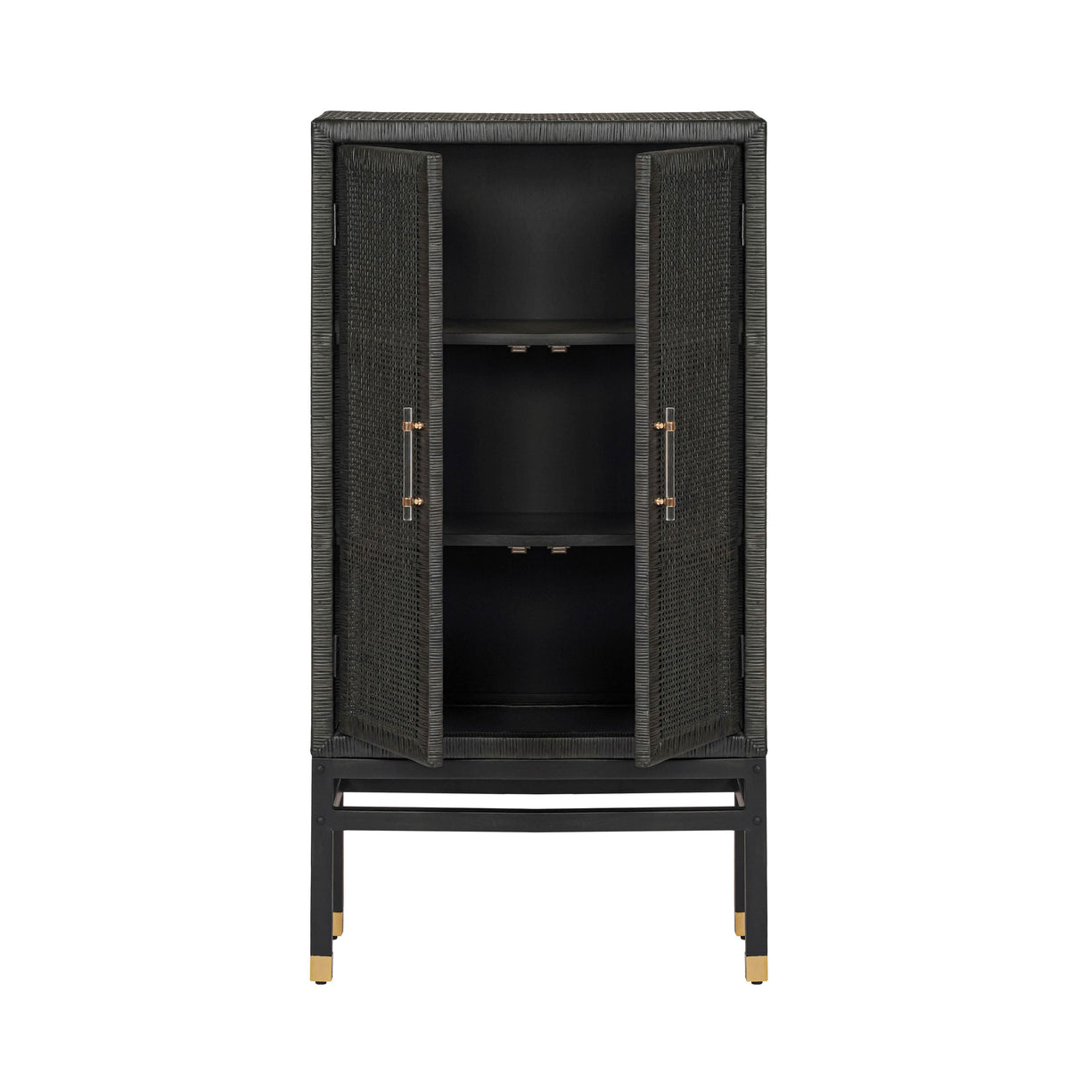 TOV Amara Charcoal Woven Rattan Cabinet