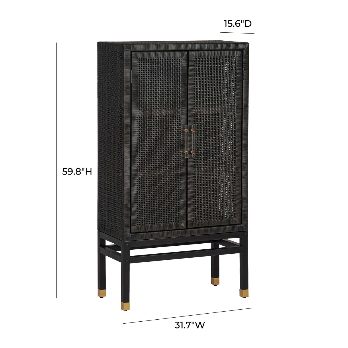 TOV Amara Charcoal Woven Rattan Cabinet