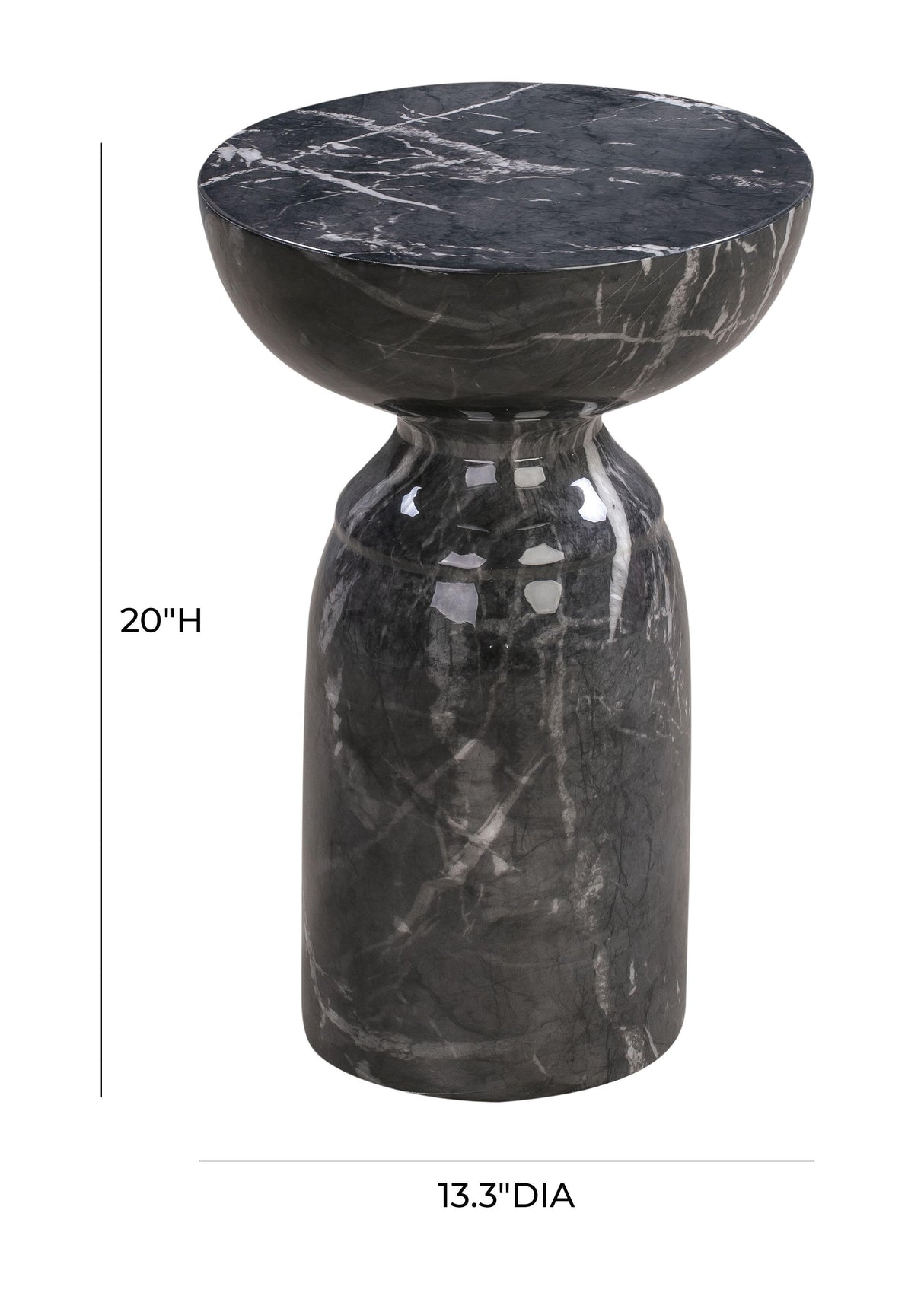 TOV Rue Black Marble Side Table