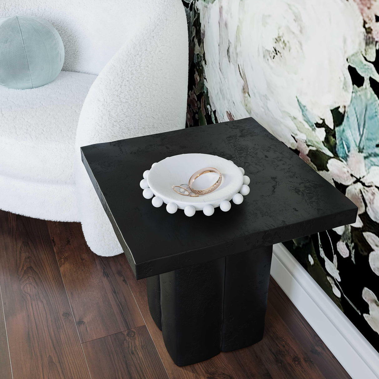 TOV Kayla Black Concrete Side Table