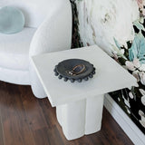 TOV Kayla White Concrete Side Table