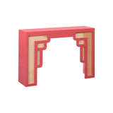 TOV Suzie Coral Pink & Rattan Console Table
